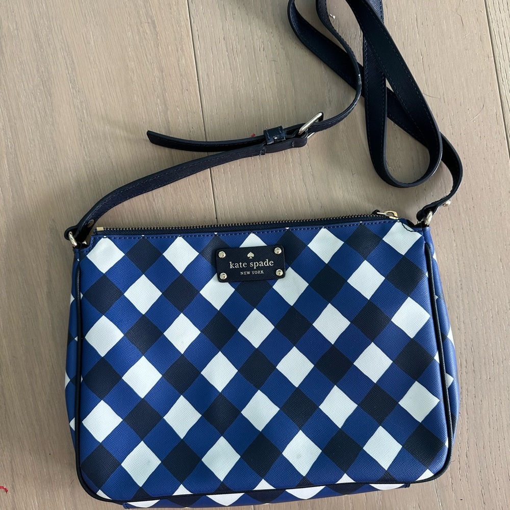 Kate Spade Navy and White Diamond Crossbody Bag